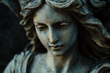 Obraz premium A close-up shot of a woman statue with intricate details and facial expression