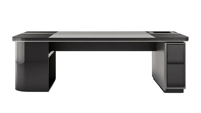 Sleek modern office desk with a minimalist design, ideal for professional workspaces isolated on transparent background.