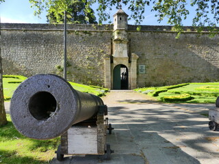 Vieux canon de guerre dans un jardin