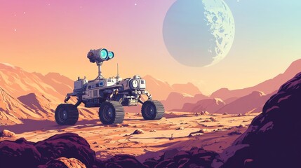 Mars Rover Exploration on a Dusty Landscape