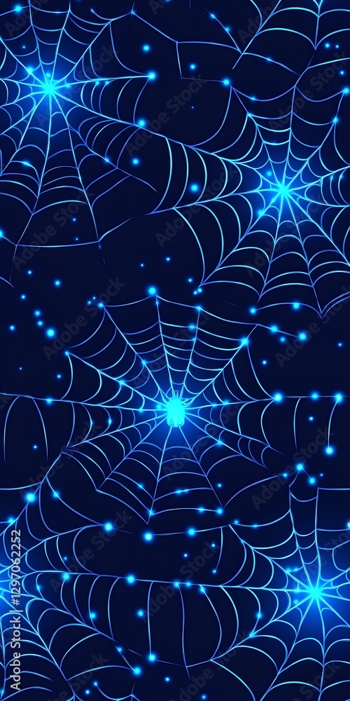 Poster mystical luminous cobwebs on a dark backdrop, ethereal and enchanting
