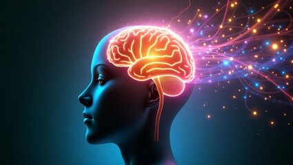 Obraz premium Vibrant abstract brain connectivity