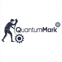 QuantumMark Space Rocket and Human Figure Logo
