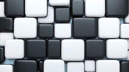 Black and White Squares Arrangement in Geometric Pattern Design
