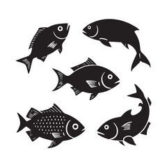 Fish icon vector set isolated on white background. food illustration sign collection.