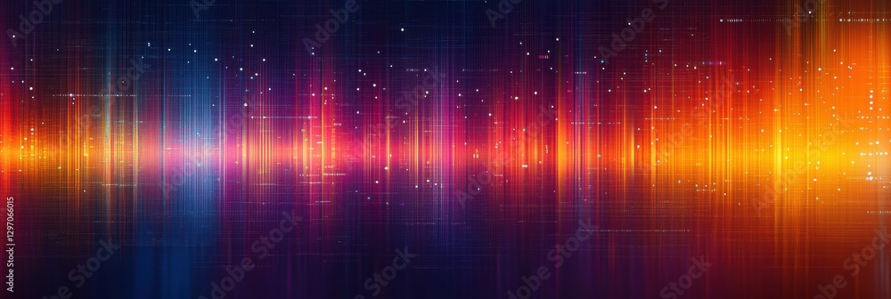 Poster Colorful abstract waveform with bright hues representing sound and music dynamics in a vibrant digital setting. Generative AI