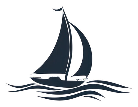 navy sailboat on waves clip art preview