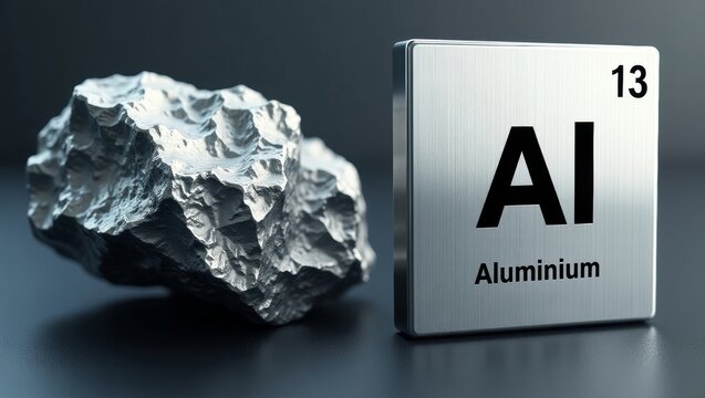 Raw Aluminium Rock and Chemical Element AI