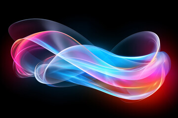 Naklejka premium Colorful glowing, semi-transparent abstract element on a black background