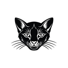 Cute Cat Head Silhouette Vector Design