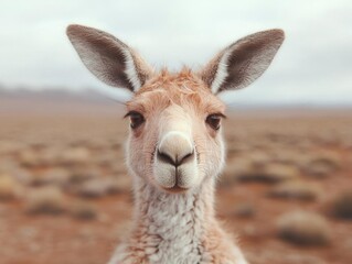 Obraz premium Adorable Kangaroo Close Up: Wild Beauty in Nature's Embrace