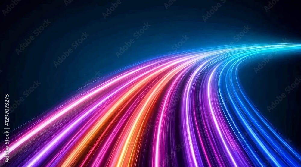 Aufkleber dynamic multicolored light trails on dark background
