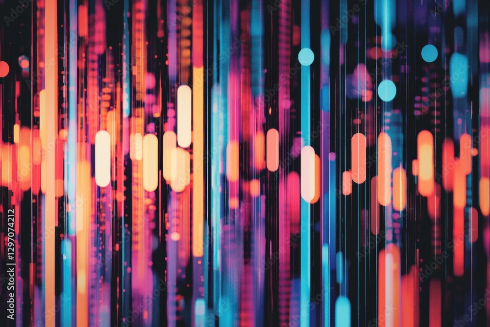 Fototapete colorful abstract patterns depicting sound waves and digital signals in vibrant hues and gradients. 