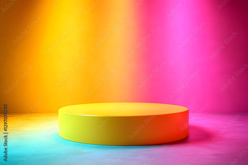 Aufkleber 3d colorful bright podiums on vibrant background designed with generative ai