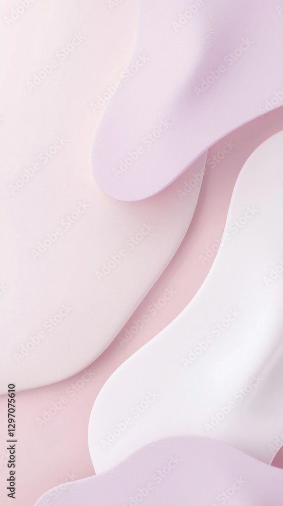 Poster smooth pastel pink and white abstract shapes create a visually appealing background design, ideal fo
