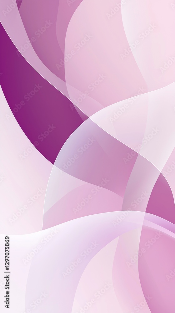 Poster smooth overlapping curves and waves in shades of purple and pink create an elegant and modern abstra