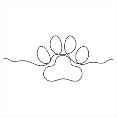 Paw footprints of dog or cat oneline continuous single line animal drawing vector illustration