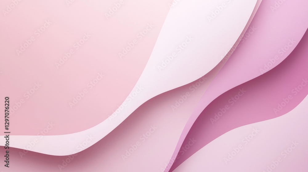 Poster smooth, undulating shapes in varying shades of pink and white create a calming and elegant abstract 