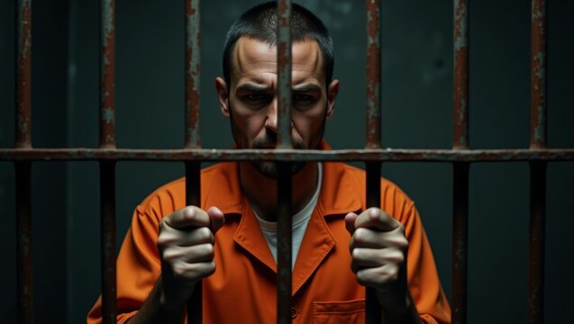 Solitary despair in a prison cell