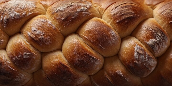A close-up shot of a beautifully braided loaf of bread, perfect for food photography or advertising