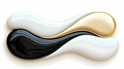 Abstract black, white, gold swirls, design element, background