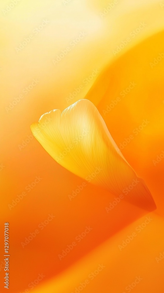 Poster close-up of a translucent orange poppy petal, glowing in sunlight, creating beautiful abstract shape