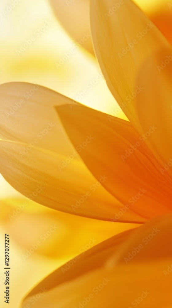 Aufkleber close-up of golden flower petals creating abstract shapes and patterns, illuminated by soft, warm li