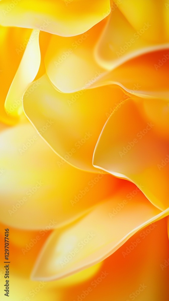Poster smooth, undulating shapes in vibrant shades of yellow and orange create a captivating abstract backg
