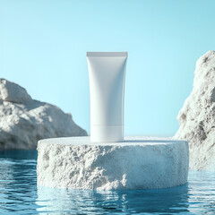 cream standing on the white stone