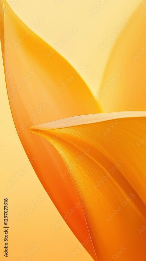 Poster smooth, luminous golden petals overlap and curl, forming elegant, abstract shapes against a soft yel