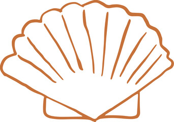 Linear hand-drawn seashell