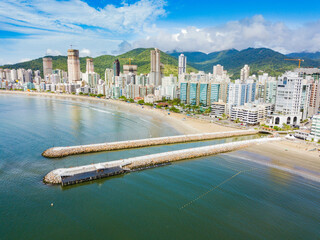 Itapema - aerial view of the beach and the piers of Itapema