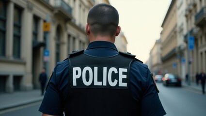 Police officer in urban setting
