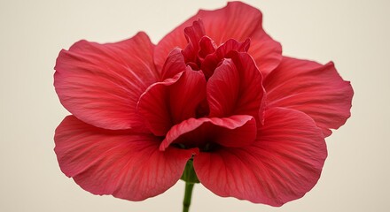 Close-up of Vibrant Red Hibiscus Flower Blooming with Detailed Petals