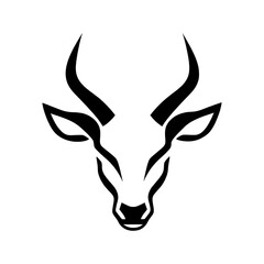 Elegant black and white silhouette of a deer head with antlers.
