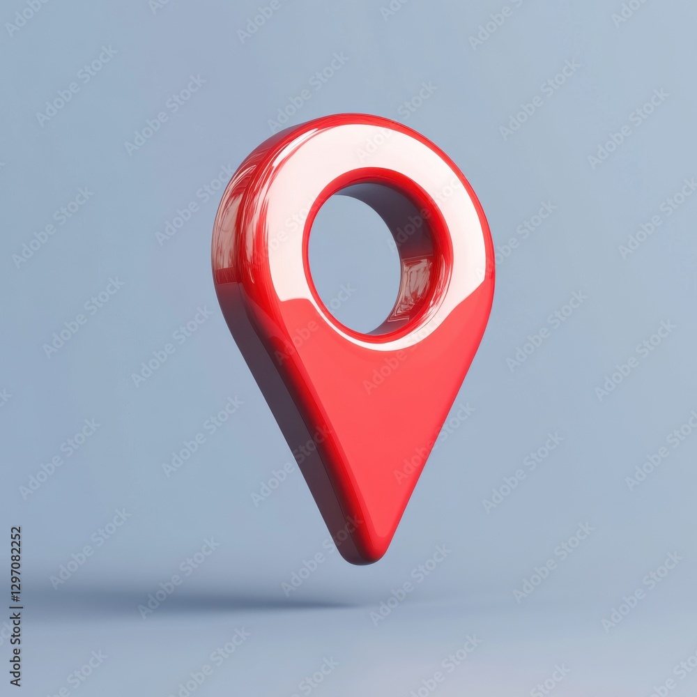 Aufkleber a glossy red location pin floating against a light blue background, symbolizing navigation and mappi