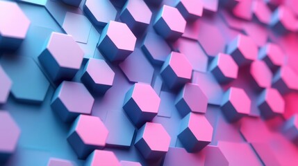 Abstract Raised Hexagonal Pattern in Pink and Blue