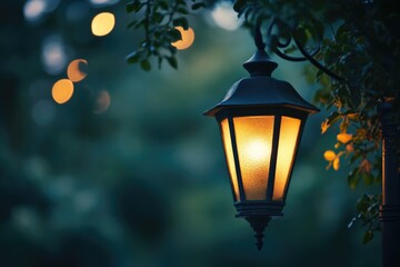 A single street light shining brightly in the darkness
