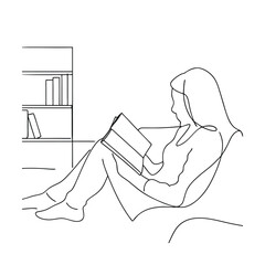 Woman Reading Book Relaxed Cozy Home Library Solitude Peaceful