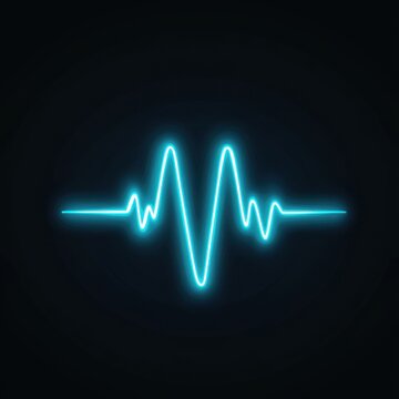 Neon blue heart rate waveform on a dark background, symbolizing health and vitality.