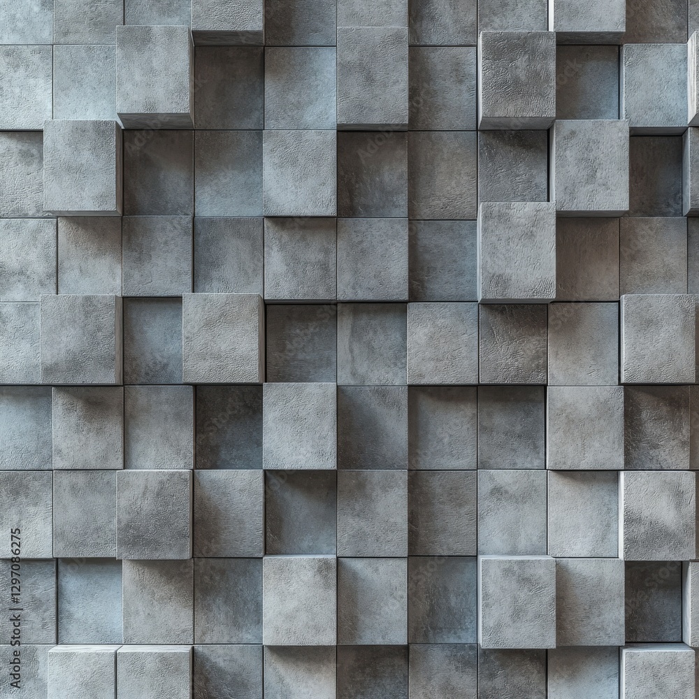 Aufkleber elevated concrete cubes: a geometric pattern of shadows and textures on a modern wall design