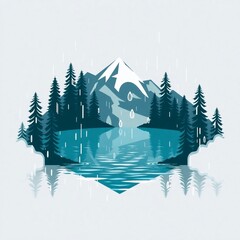 Obraz premium winter landscape vector illustration