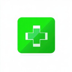 Obraz premium A vibrant green medical cross icon, symbolizing health and wellness.