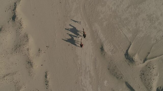 camel riding in the desert