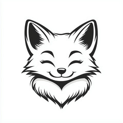Obraz premium Playful Fox Cartoon Vector: Cute Animal Illustration in Black and White Design