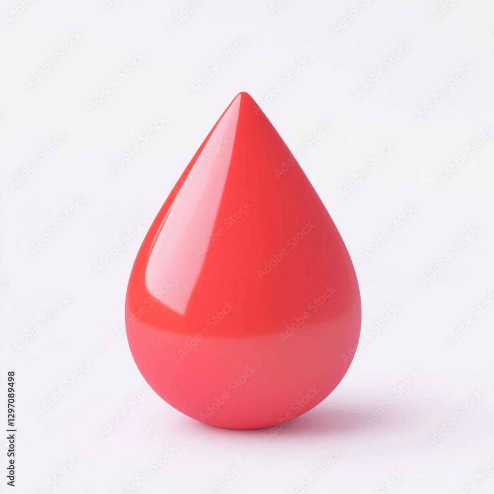 Poster a glossy red teardrop-shaped object on a minimalist background, showcasing vibrant color and smooth 