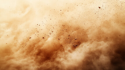 A billowing mix of sandy smoke and fine dust particles forming a windblown desert storm. A realistic vector illustration featuring airborne sawdust and drifting dirt particles. PNG format