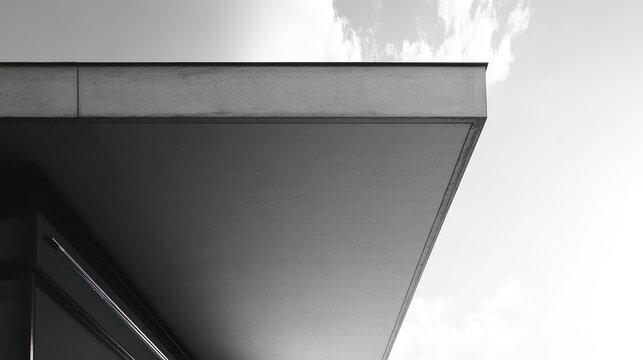 Modern building corner with clouds in the background showing contrast
