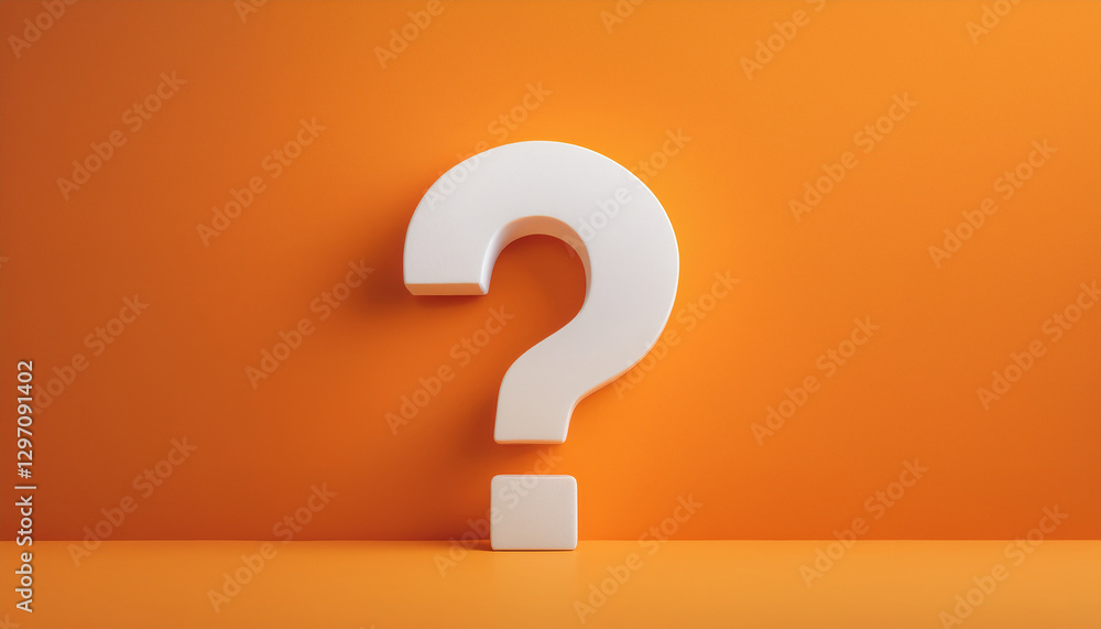 Aufkleber Question mark on orange background. 3D rendering. FAQ and QA. Problem solution.