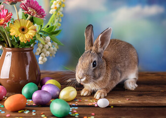 easter bunny and eggs